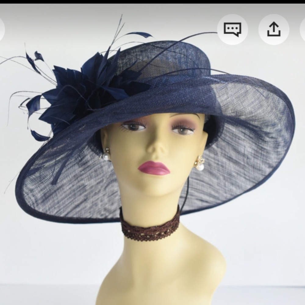 Elegant Navy Blue Women's Hat. Worn once to Royal Ascot.